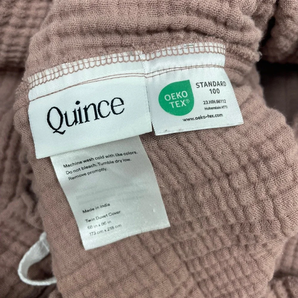 QUINCE Organic Cotton Gauze Twin Duvet Cover + Only One Sham Mauve Pink